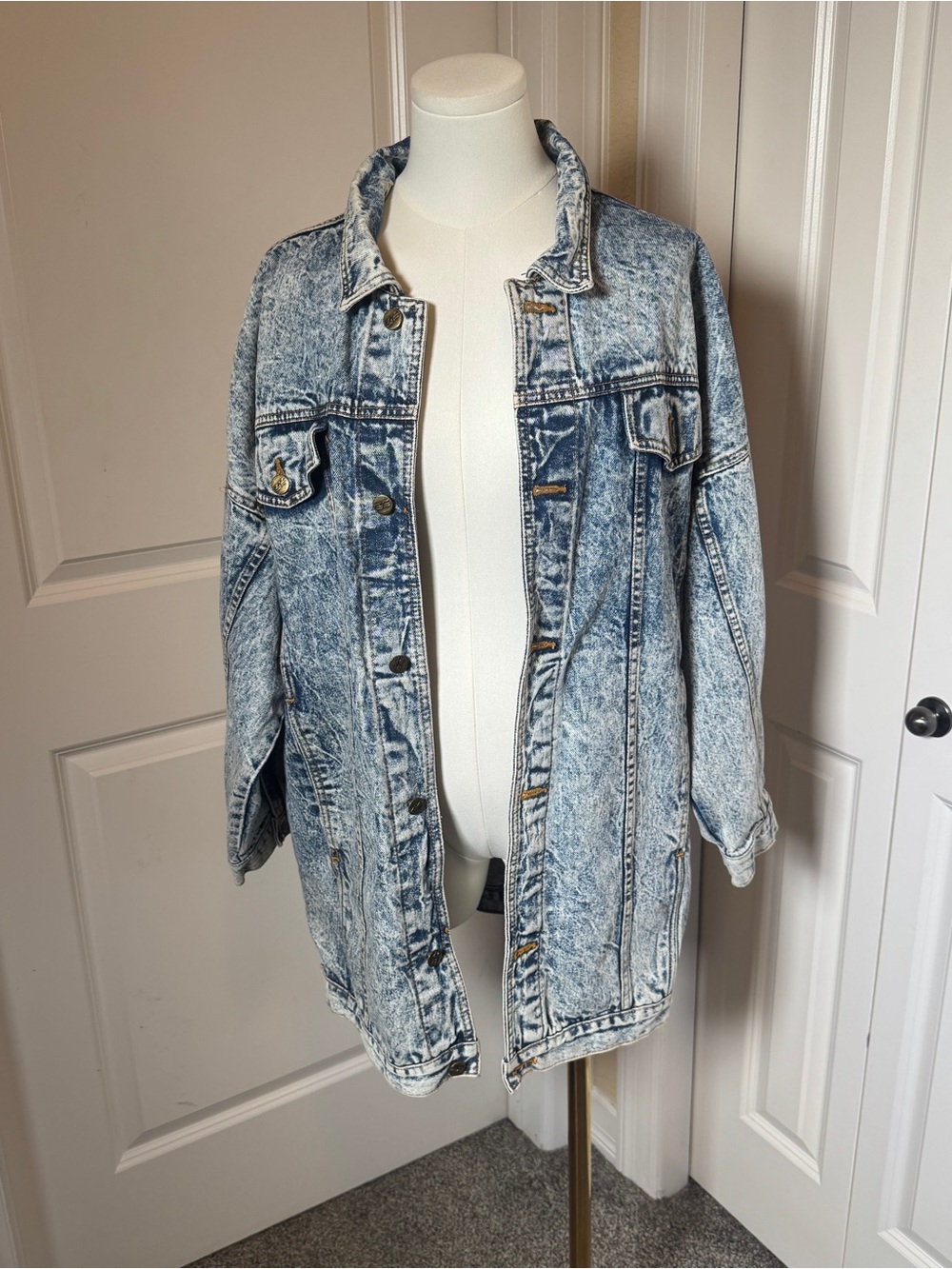 Vintage Mizz Lizz Acid Wash Oversized Denim Jacket 90s Grunge Jean Coat M